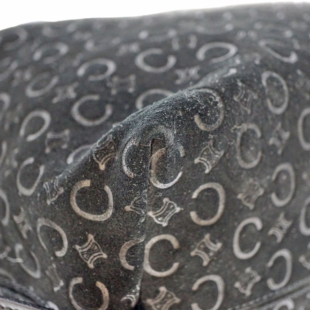 CELINE Shoulder Bag Leather Suede Handbag Black Macadam - Picture 5 of 9